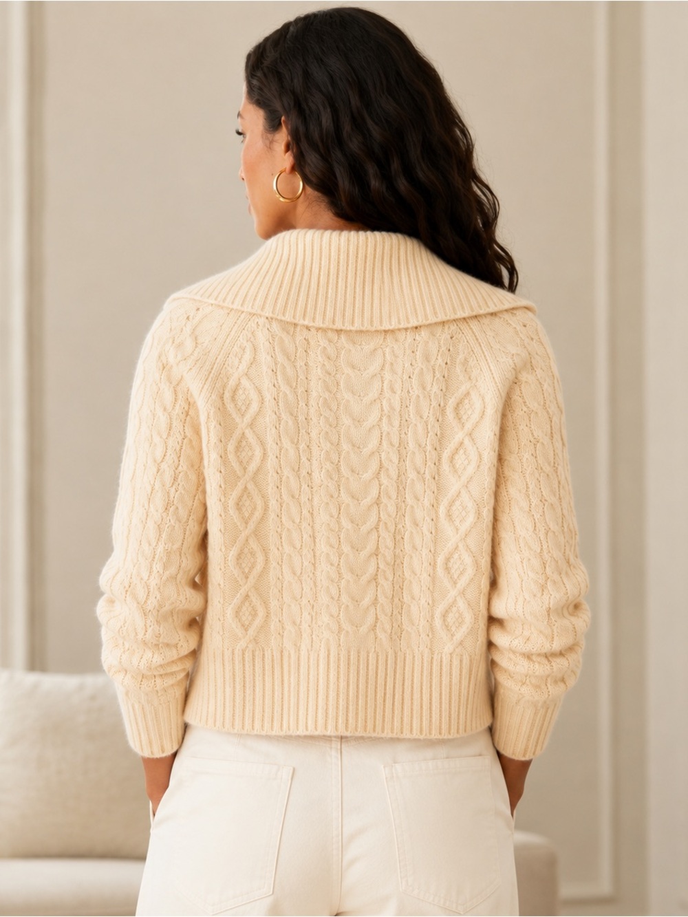 J.Crew Collared Cable Knit Cardigan Merino Alpaca Wool Small - Picture 2 of 11